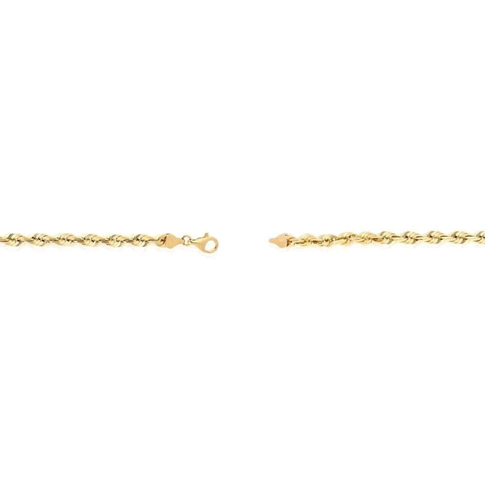 14K Yellow Gold Diamond-Cut 3mm-8mm Rope Bracelet (Solid Links) 8.5"