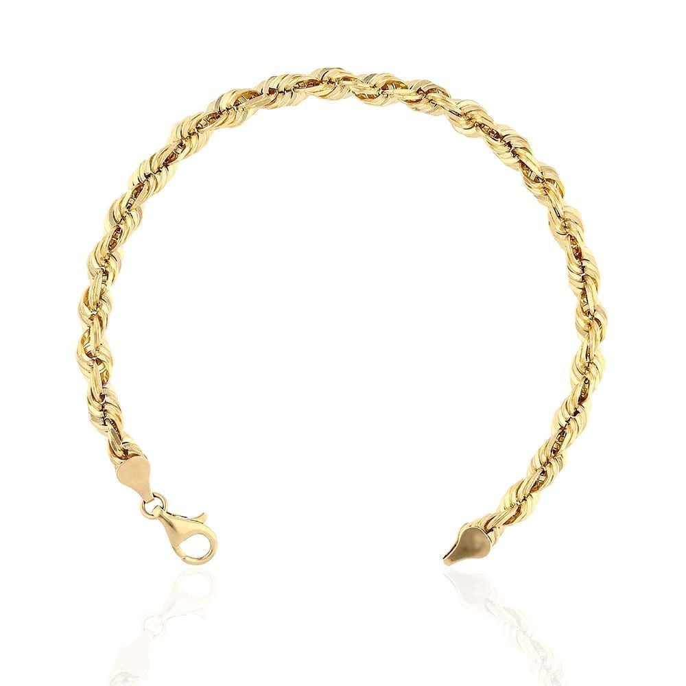 Solid 14k Gold Yellow Diamond Cut 3mm-8mm Rope Bracelet 8.5" HEAVY