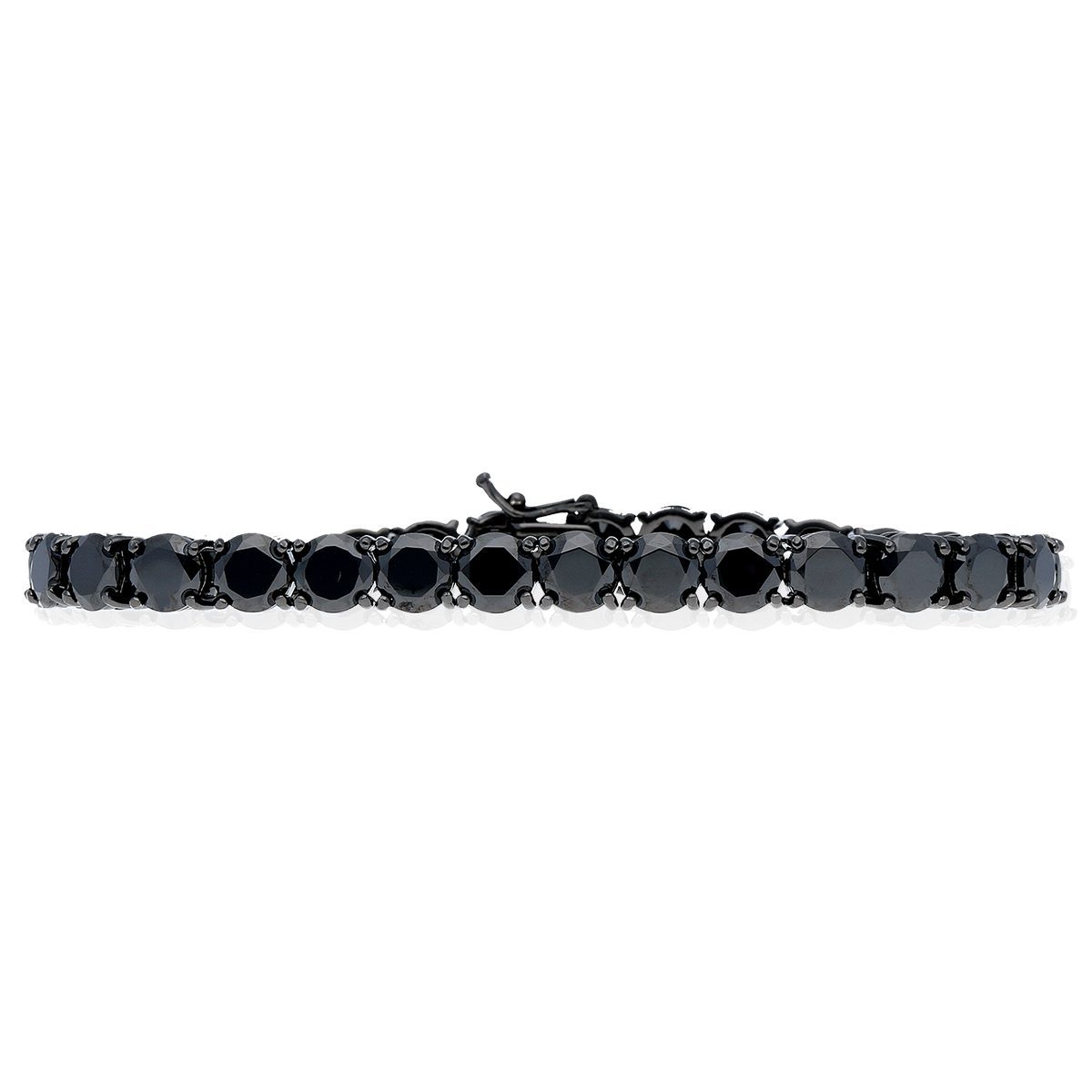 925 Black Plated Sterling Silver 6mm Black Cubic Zirconia Tennis Bracelet 8"