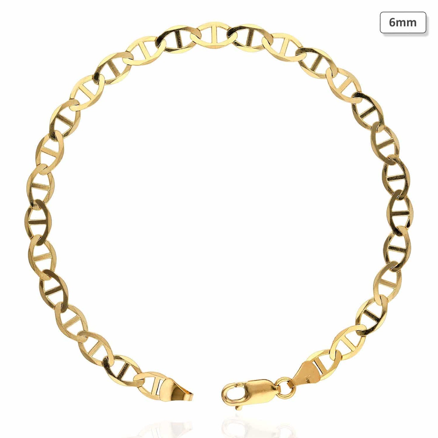 10K Gold Yellow 2mm-6mm Anchor Mariner Anklet 10"