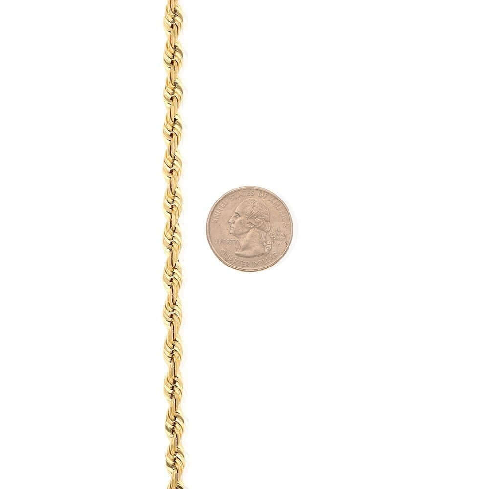 14K Yellow Gold Diamond-Cut 3mm-8mm Rope Bracelet (Solid Links) 8.5"