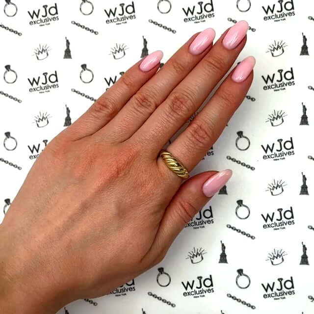 10K Yellow Gold Croissant Twisted Rope Dome Ring