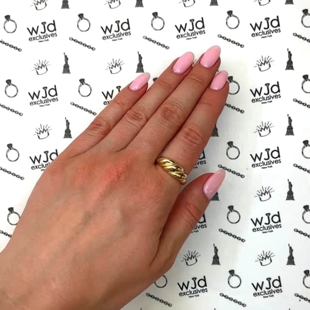 10K Real Gold Yellow 7mm Milgrain Croissant Dome Ring