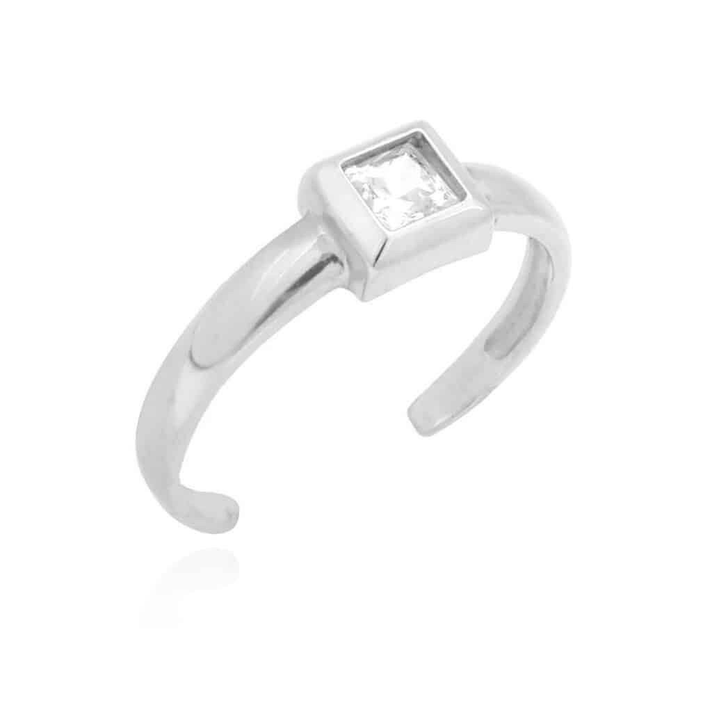 14k Yellow White Gold Bezel Set Princess-Cut Simulated White Diamond Toe Ring