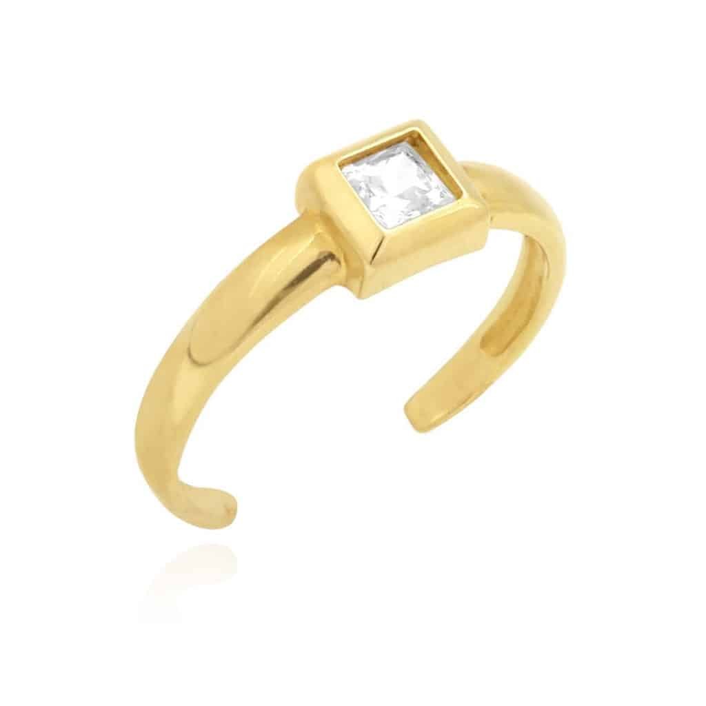 14k Yellow White Gold Bezel Set Princess Cut Simulated White Diamond Toe Ring