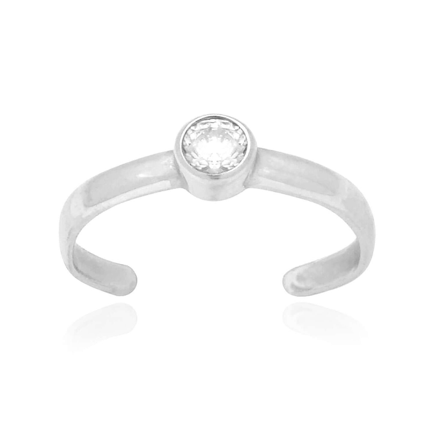 14K Yellow Gold White Bezel Round Simulated White Diamond Toe Ring 0.25Ct