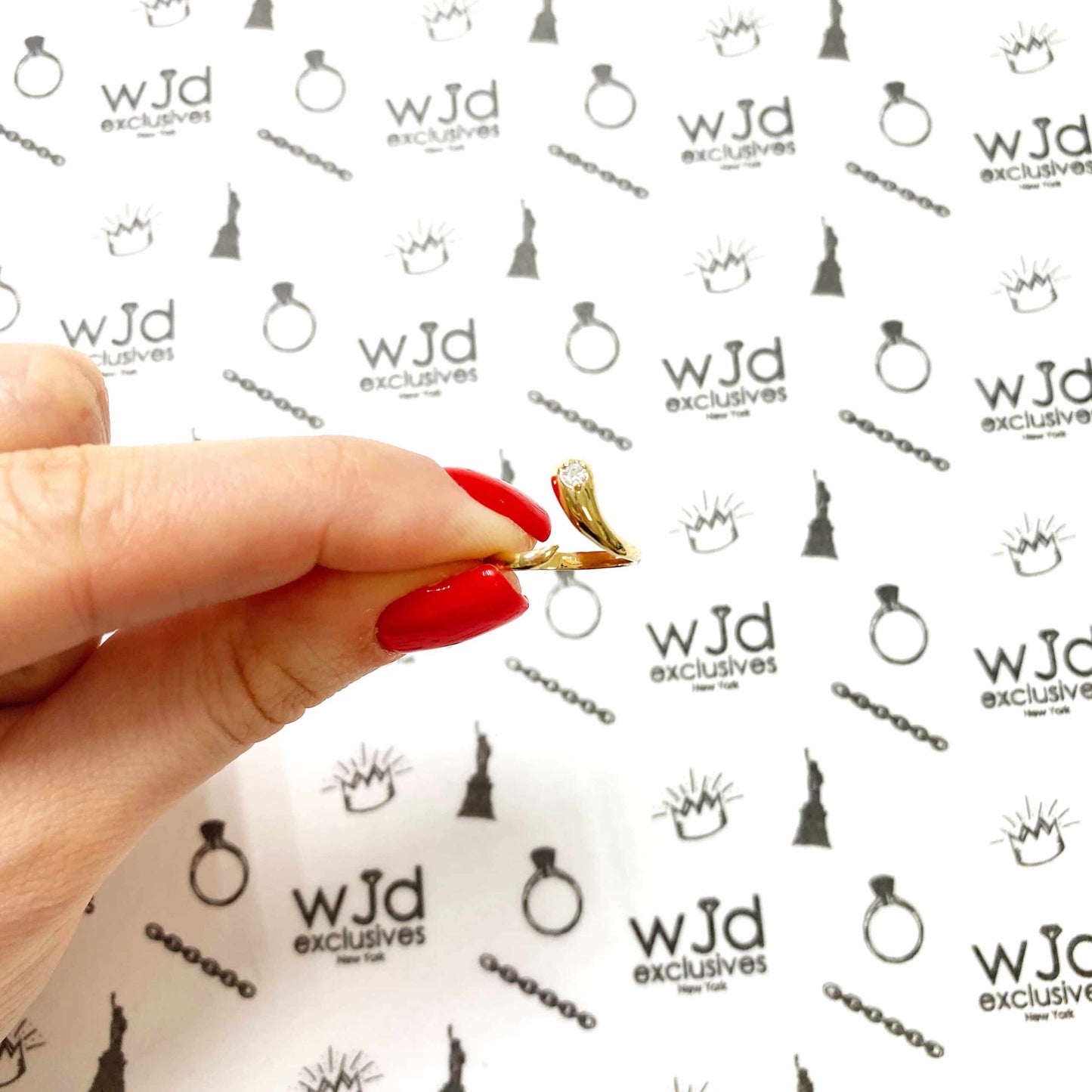 14K Real Gold White Round-Cut 0.15CTW CZ Fancy Midi Knuckle Ring