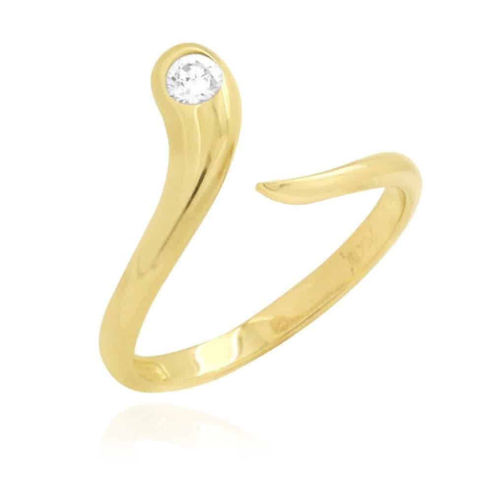 14K Real Gold White Round-Cut 0.15CTW CZ Fancy Midi Knuckle Ring