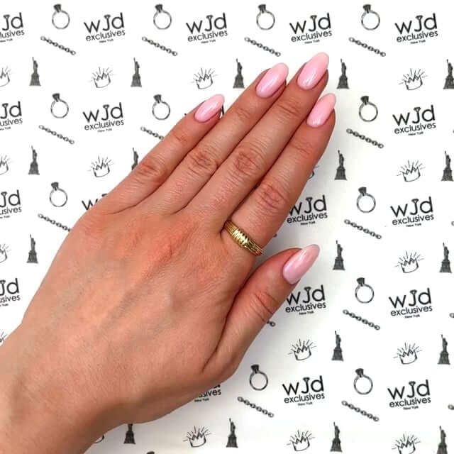18K Yellow Gold Over Sterling Silver Ribbed Dome Ring