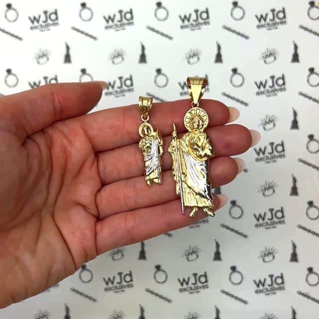 14K Yellow Gold Religious St. Jude Charm Pendant 1.5"-2.4"