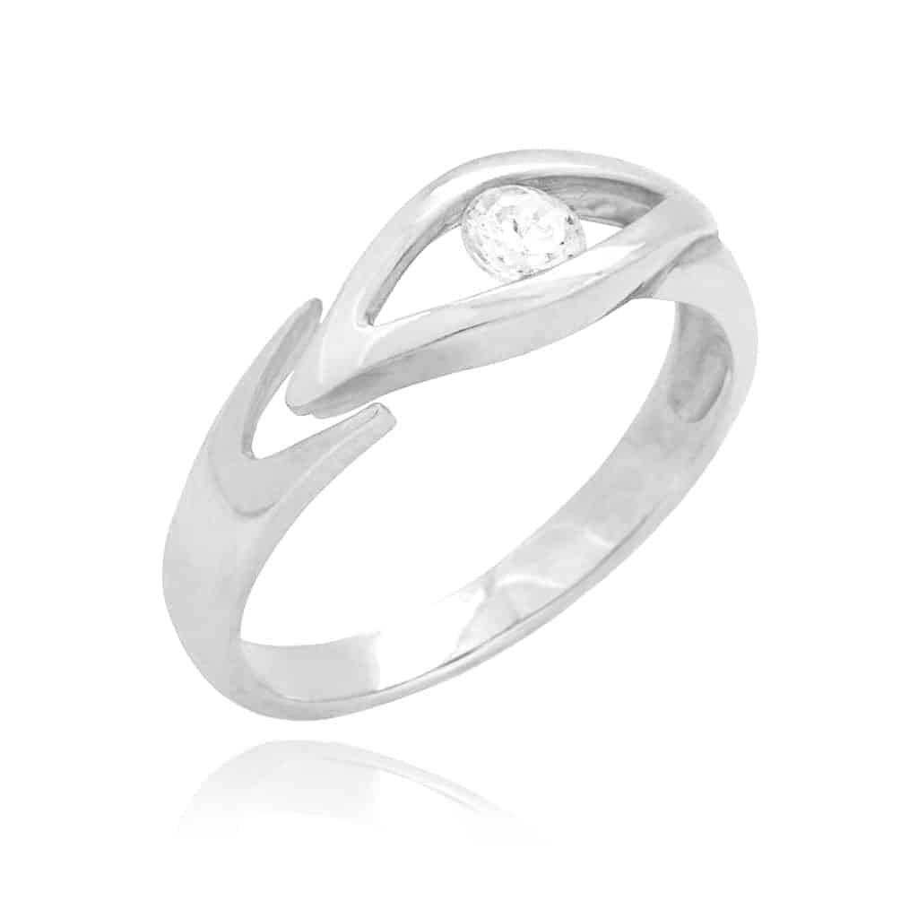 14K Yellow Gold & White CZ Evil Eye Midi Knuckle Ring 0.15Ct