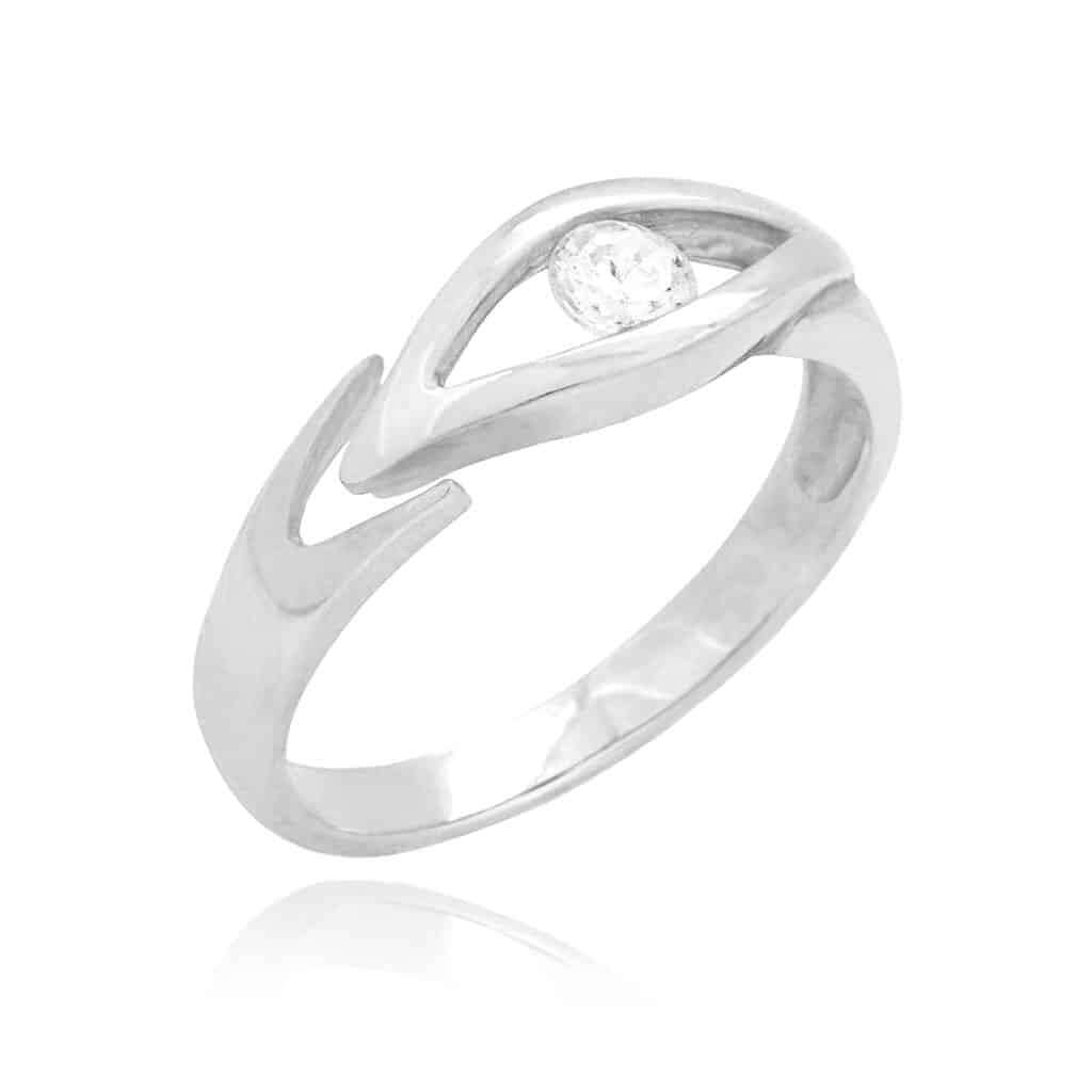 14K Yellow Gold & White CZ Evil Eye Midi Knuckle Ring 0.15Ct