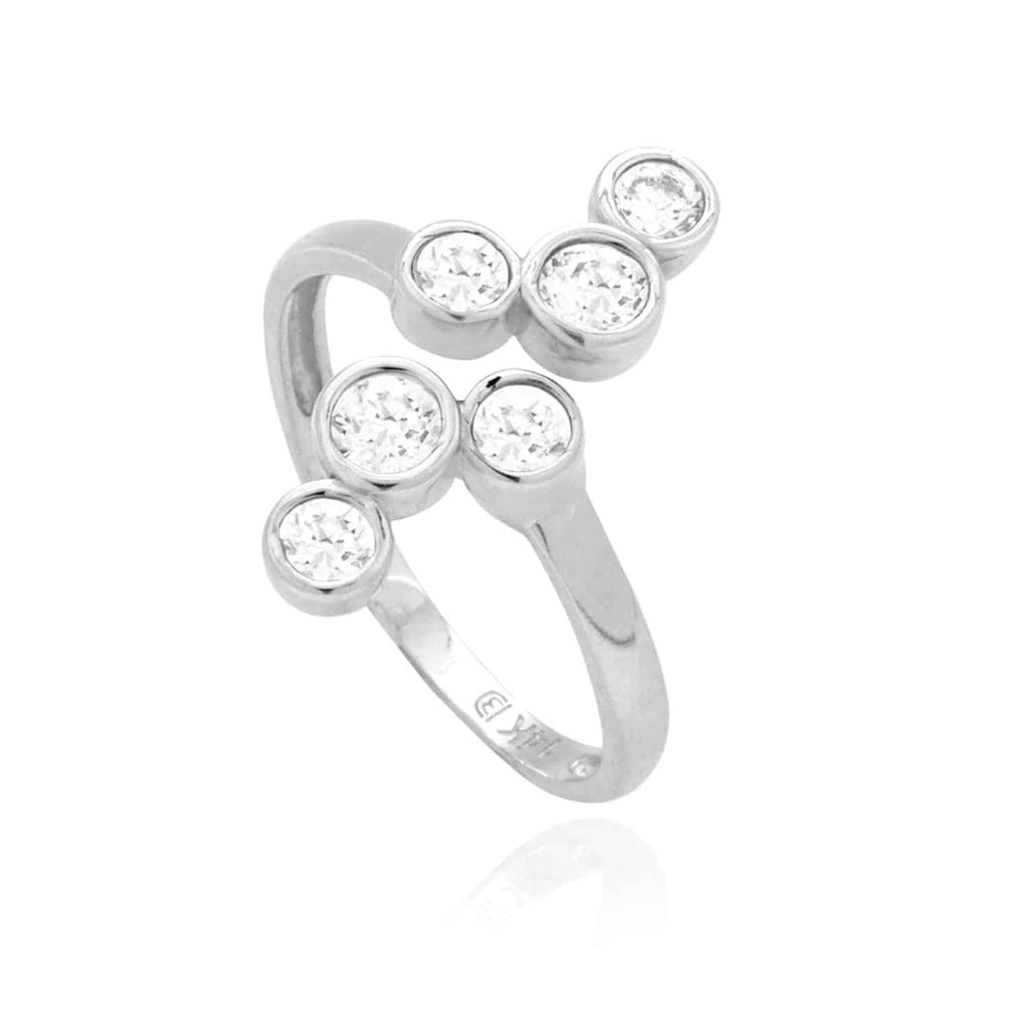 14K Yellow Gold White Midi Knuckle Round Bezel Simulated White Diamond Ring 1Ct