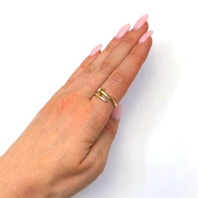14K Yellow Gold CZ Twisted Nail Ring