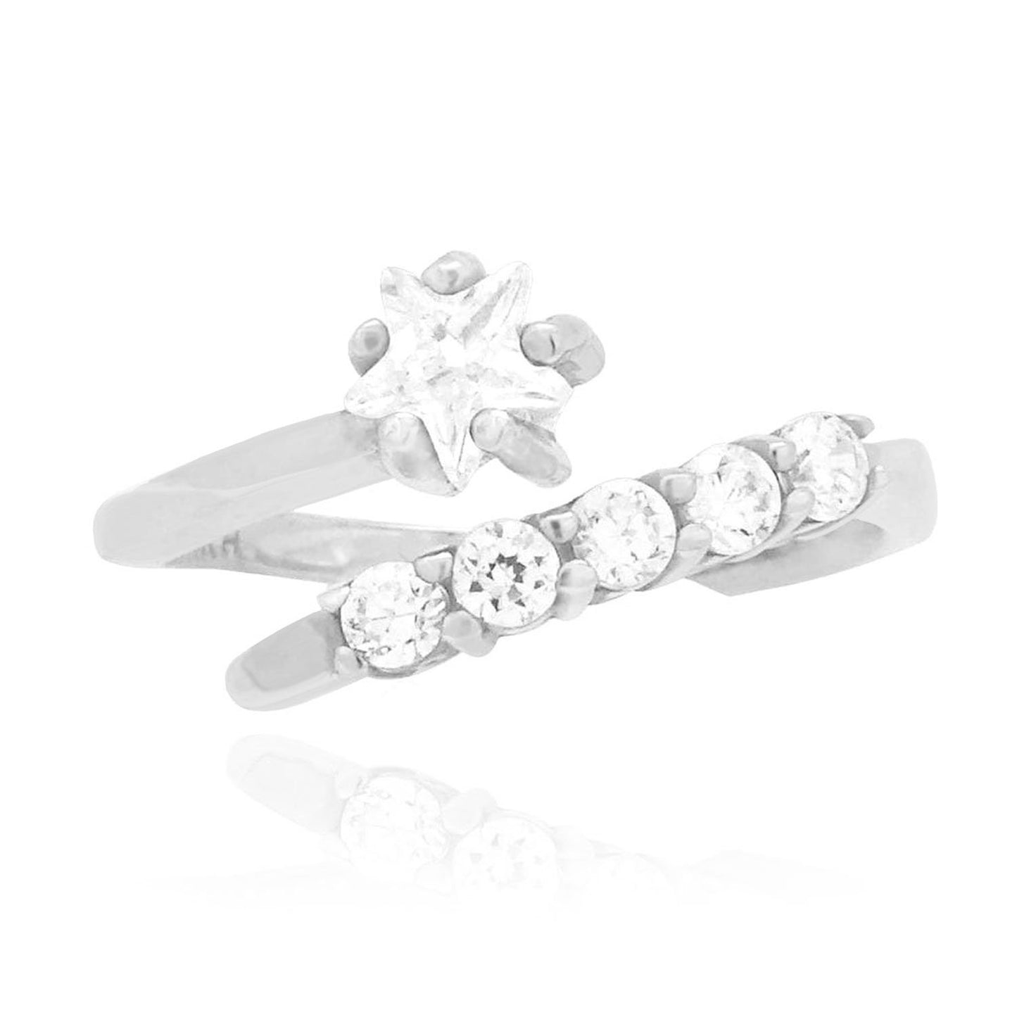 14k Gold Yellow White Midi Knuckle Simulated White Diamond Star Ring 0.50Ct