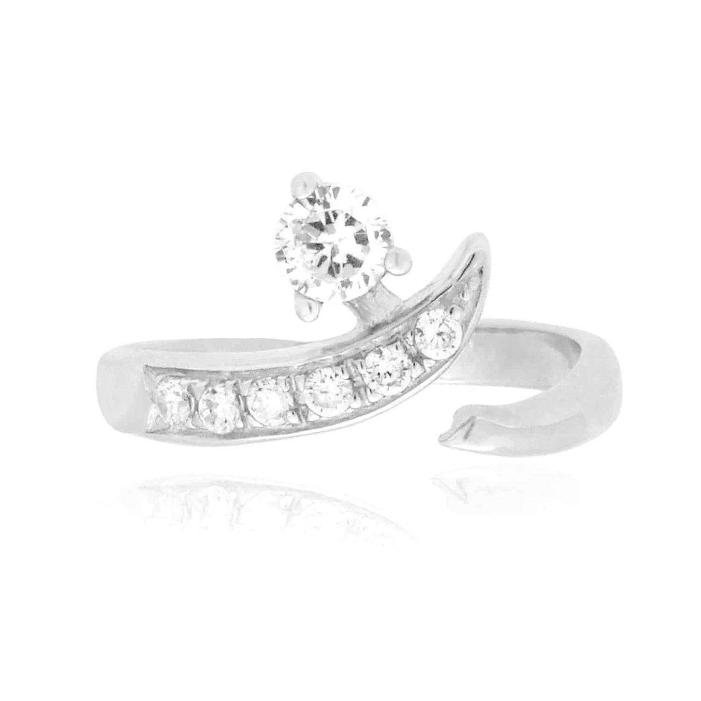 14K White Gold 0.50CTW CZ Fancy Midi Knuckle Ring