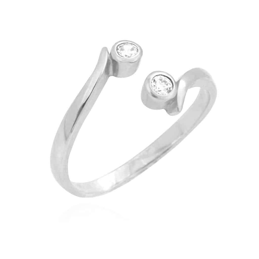 14K Yellow Gold White Midi Knuckle Bezel Set Simulated White Diamond Ring 0.14Ct