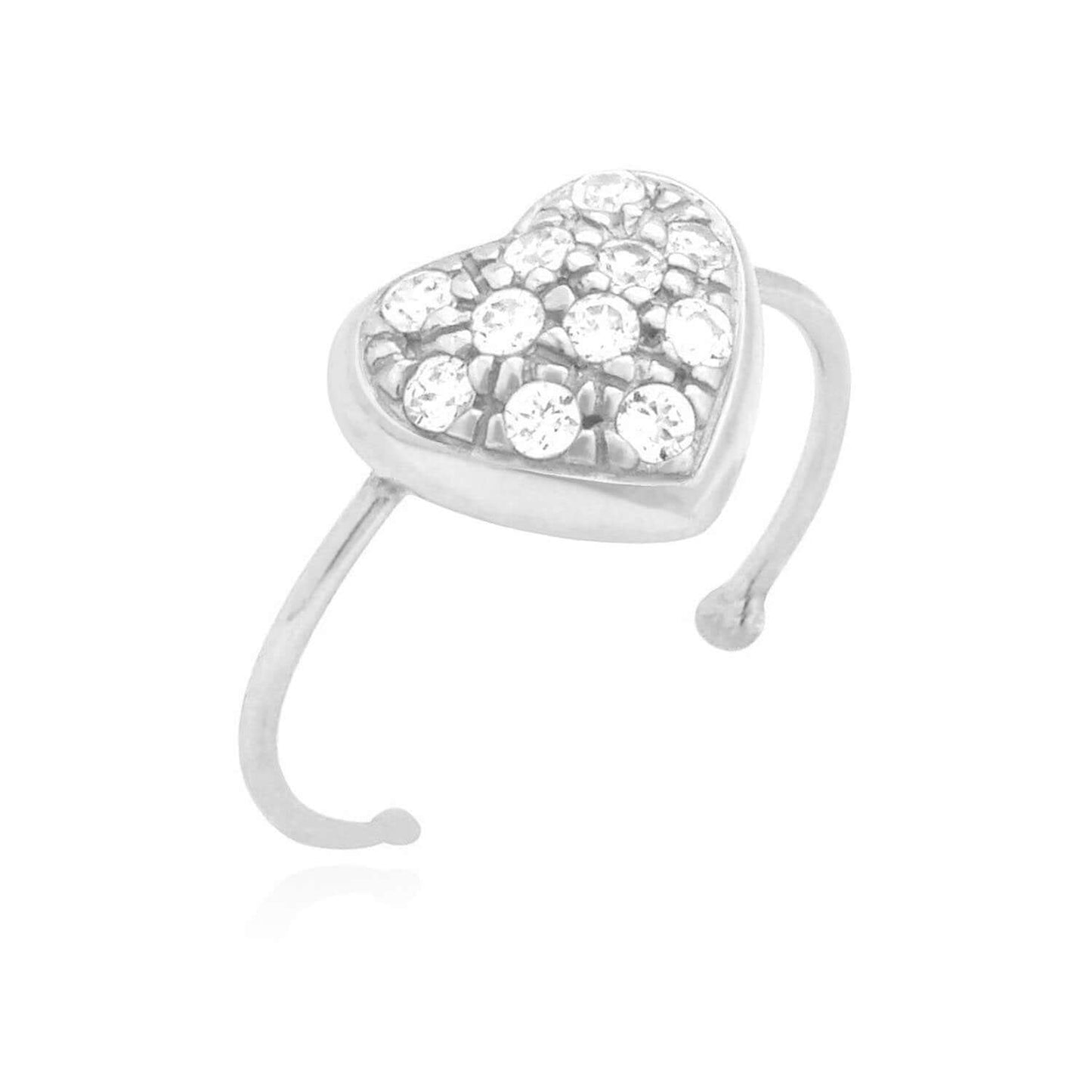 14K Yellow Gold & White Pave Set Heart CZ Toe Ring 0.40Ct