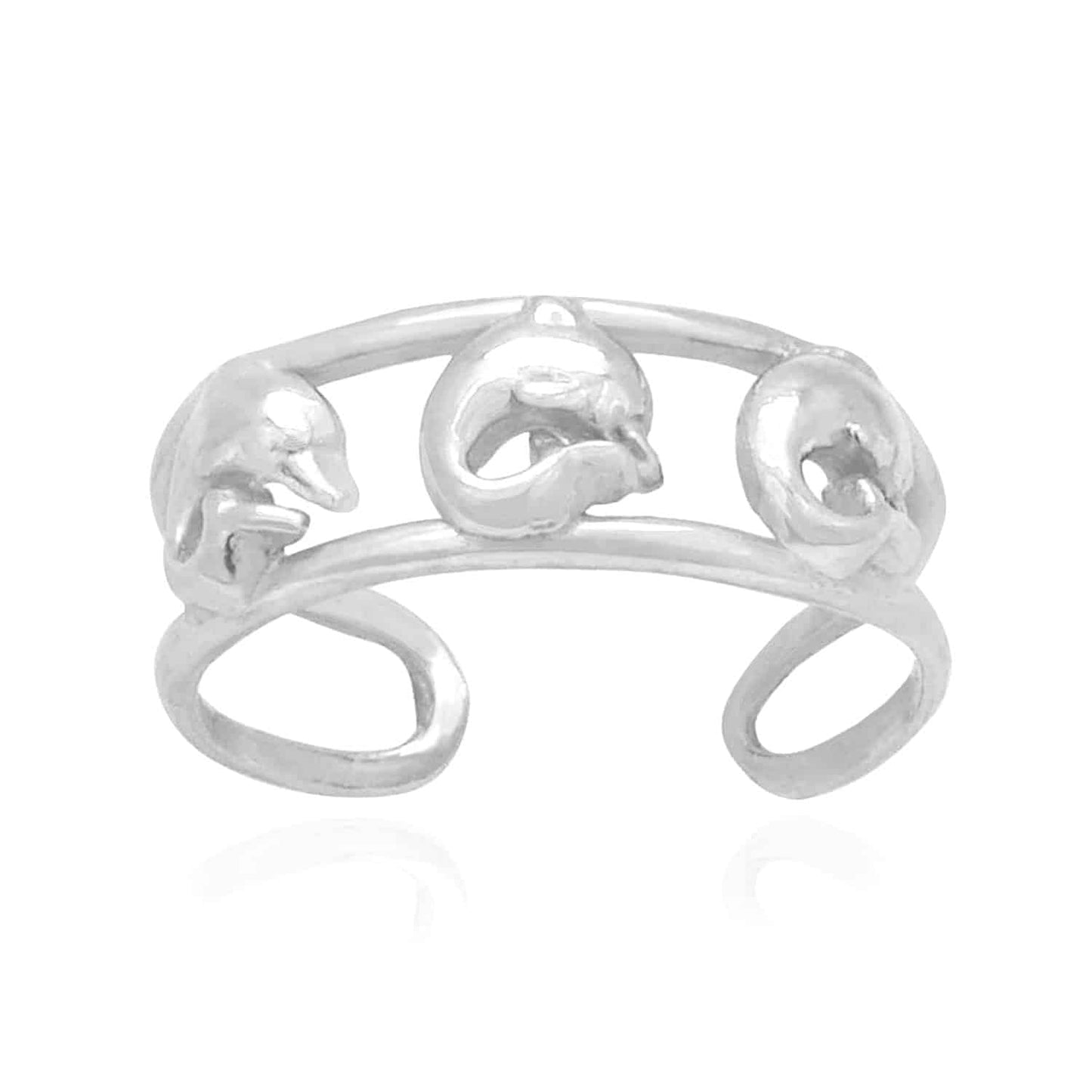 14k Gold Solid Yellow White Dolphin Toe Ring Size 3 (adjustable)