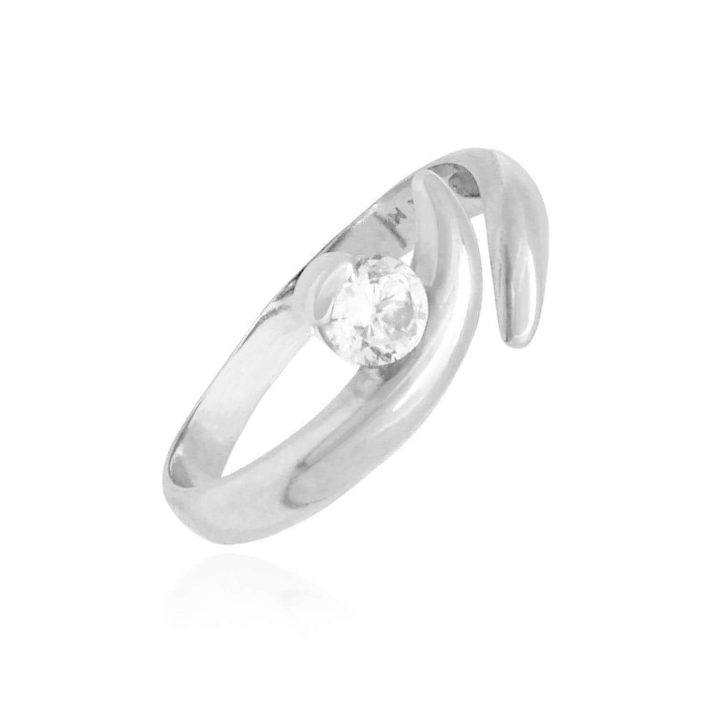 14K Yellow Gold White Simulated White Diamond Fancy Midi Knuckle Ring 0.20Ct