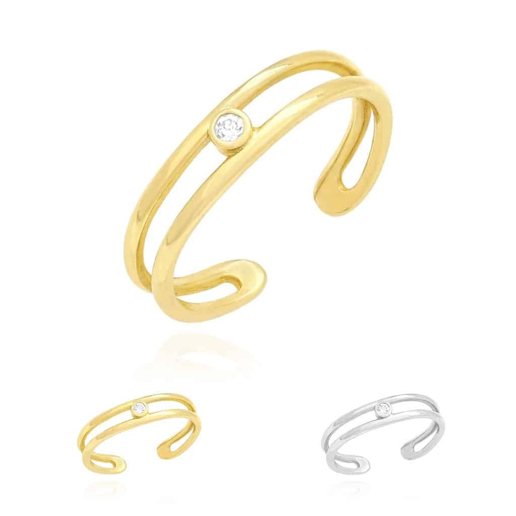 0.05CTW CZ 14k Gold Yellow White Bezel Fancy Toe Ring