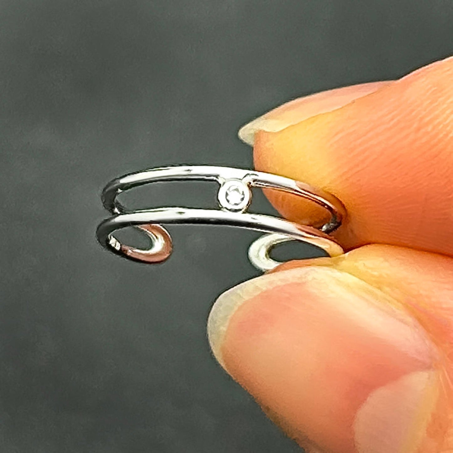 0.05CTW CZ 14k Gold Yellow White Bezel Fancy Toe Ring
