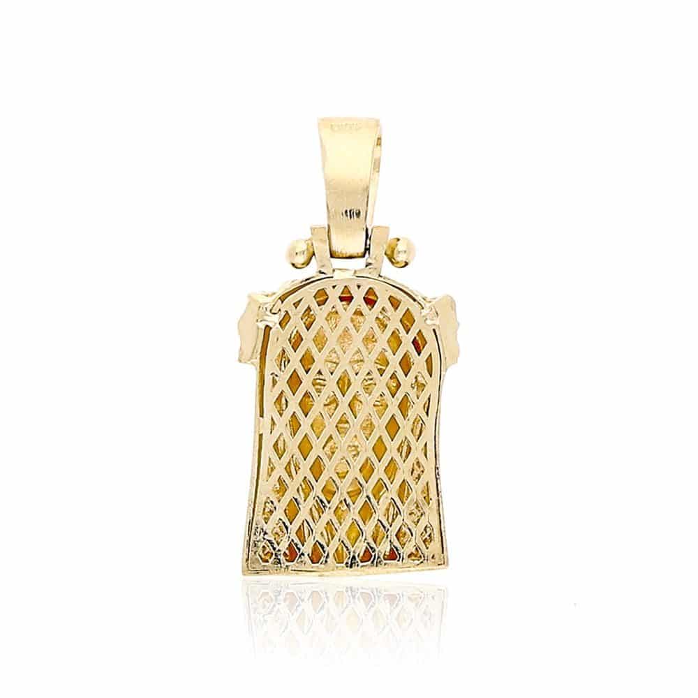 10k Solid Yellow & White Gold Diamond Cut Jesus Head Pendant 1.5"