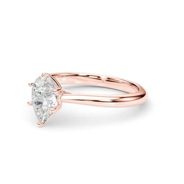 1CT Lab-Grown Diamond 18K Gold Rose Pear Shape Solitaire Engagement Ring