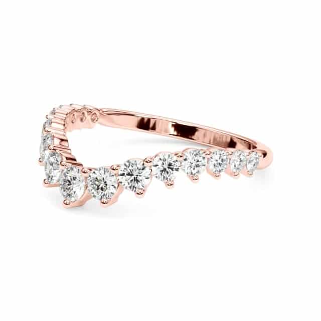0.75CTW Lab-Grown Diamond Round 18K Gold Rose Graduated Chevron Band Ring