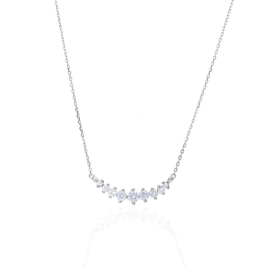 Sterling Silver 0.90CT CZ Graduated Cable Necklace 18"