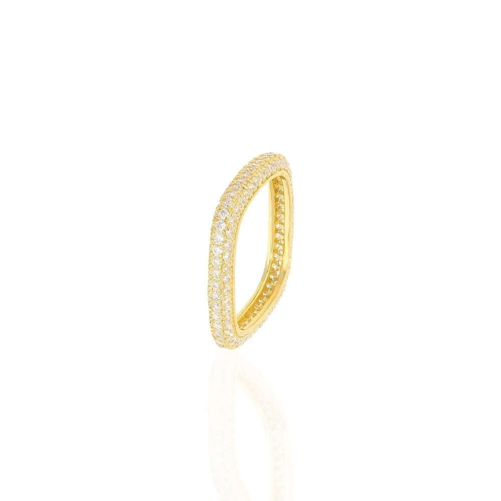 Gold Over 925 Sterling Silver 1.50Ct CZ Square Stackable Ring Band