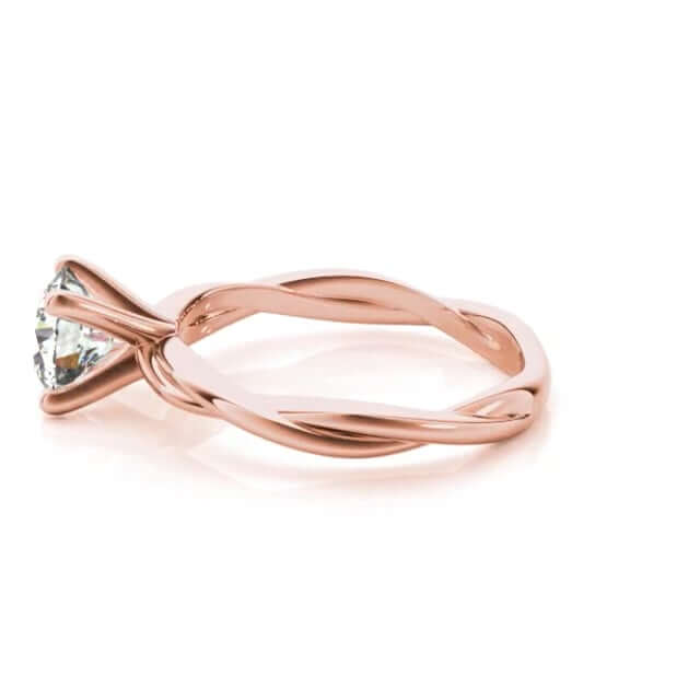 1CT Lab-Grown Diamond 18K Gold Rose Twisted Shank Solitaire Engagement Ring