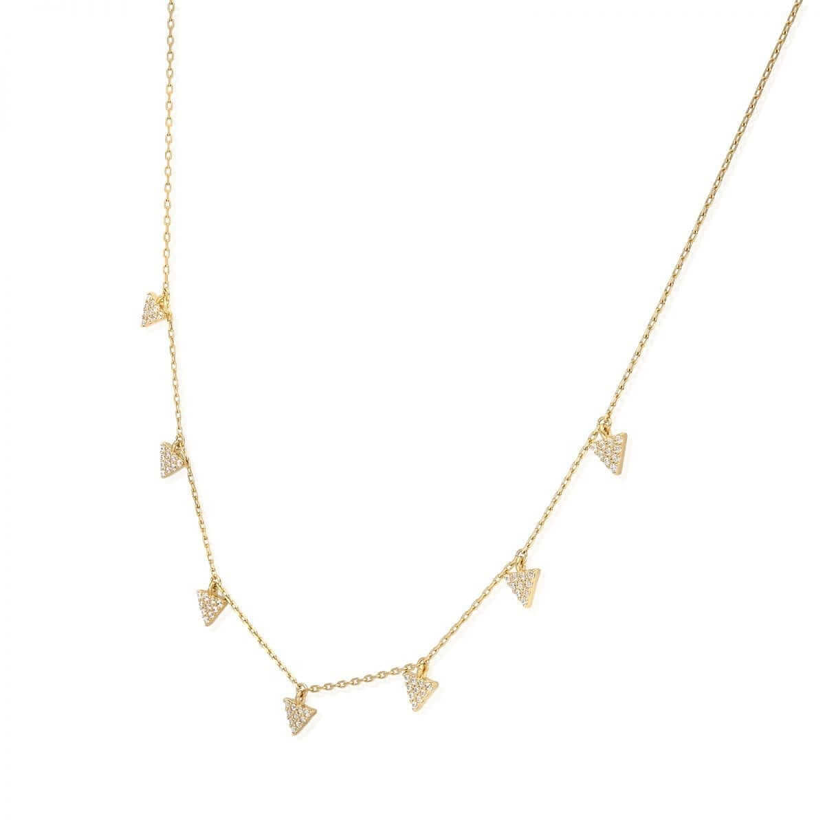 14k Yellow & White Gold Over Sterling Silver CZ Triangle Cable Necklace 18"
