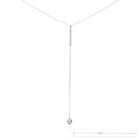 White Gold Over Sterling Silver Dangle Ball Cable Necklace 16"