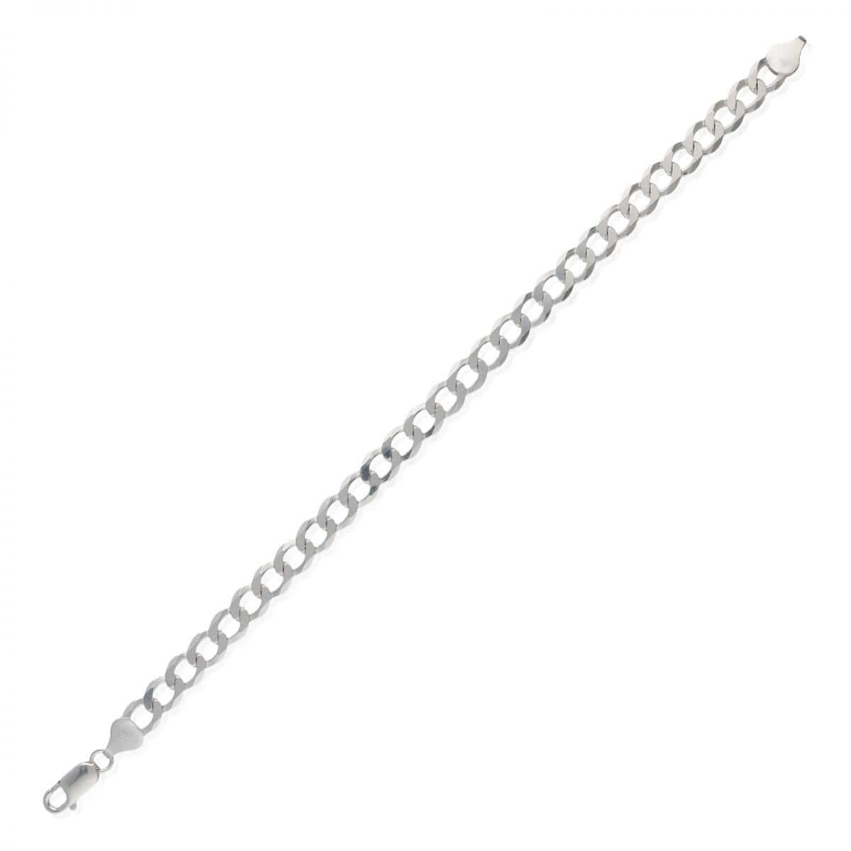 Solid Sterling Silver 7mm Flat Cuban Curb Bracelet 7"-9"