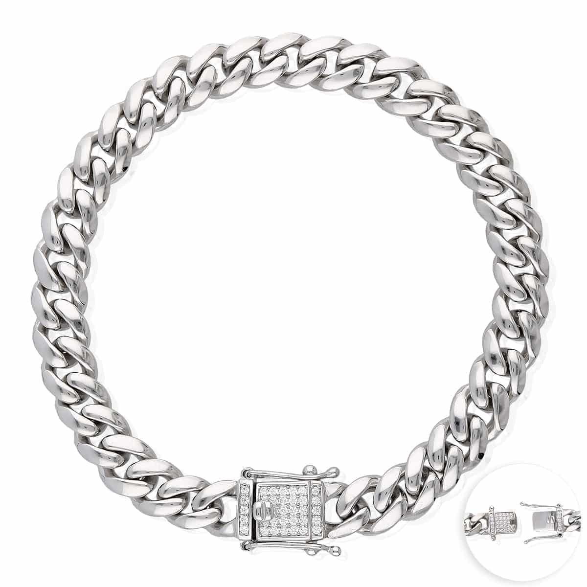 Solid 925 Sterling Silver 9mm Miami Cuban Men's Bracelet 8.5" Iced Box Clasp