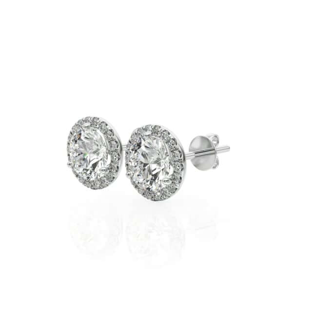 2.20CTW Lab-Grown Diamonds 14K Yellow White Rose Gold Halo Earrings 9mm