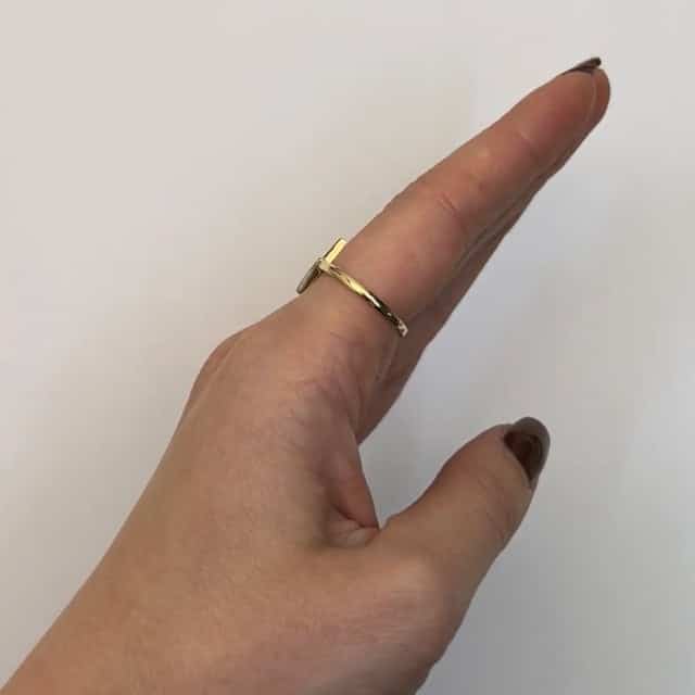 14K Yellow Gold Two-Tone 0.09CTW CZ Lighting Bolt Ring
