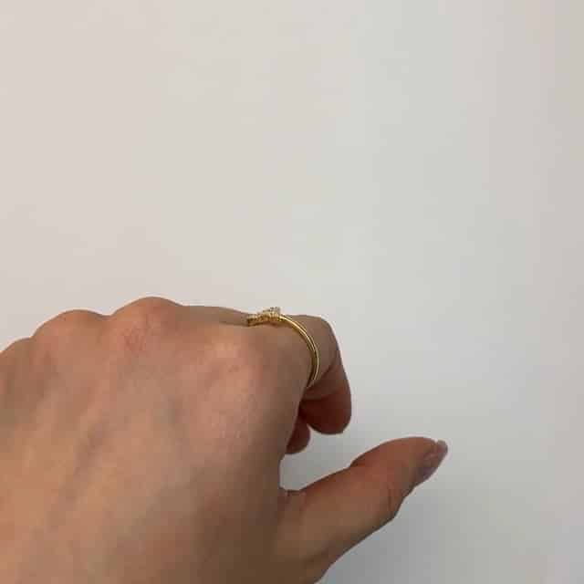 0.12CTW CZ 14K Gold Yellow Initial Letter Ring