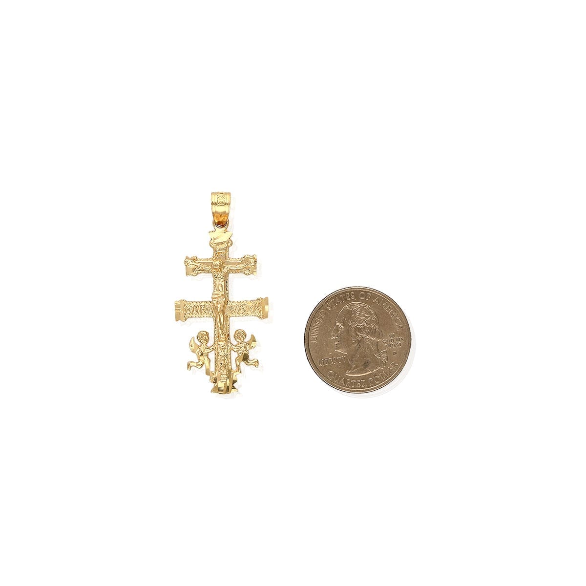 10k Solid Yellow Gold Caravaca Diamond Cut Jesus Crucifix Cross Pendant 1.7"