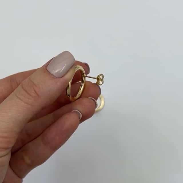 10K Yellow Gold Open Circle Modern Stud Earrings 20mm