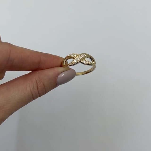 0.25CTW Natural Diamond 14K Yellow Gold Infinity Twist Ring