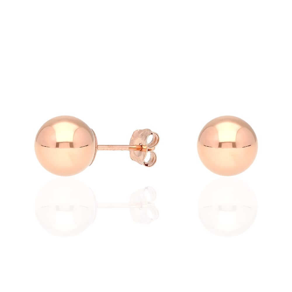 14k Rose Gold Ball Push Back Stud Earrings 3mm-10mm