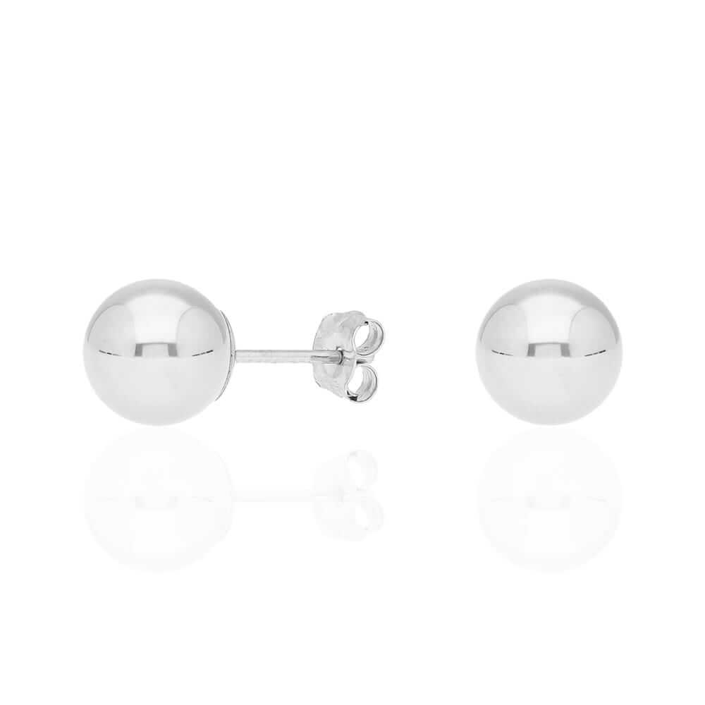 14k White Gold Ball Push Back Stud Earrings 3mm-10mm