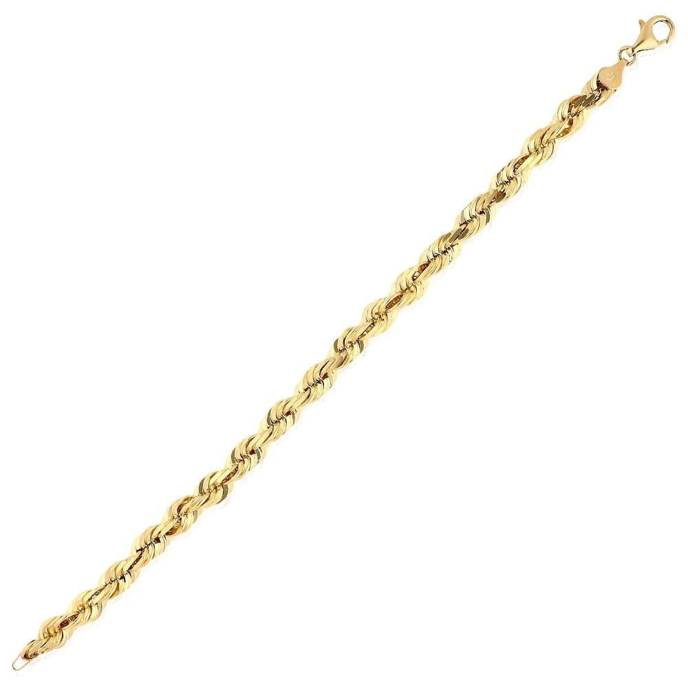 Solid 14k Gold Yellow Diamond Cut 3mm-8mm Rope Bracelet 8.5" HEAVY