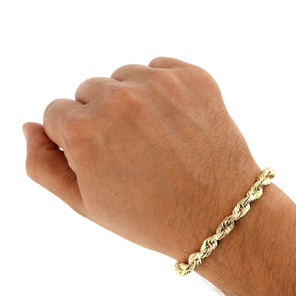 Solid 14k Gold Yellow Diamond Cut 3mm-8mm Rope Bracelet 8.5" HEAVY