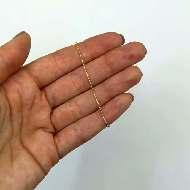 10K Real Gold 1mm Ball Beaded Chain Necklace 16"-20"