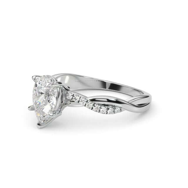 2.1CTW Lab-Grown Diamond 14K White Gold Pear Twisted Shank Engagement Ring