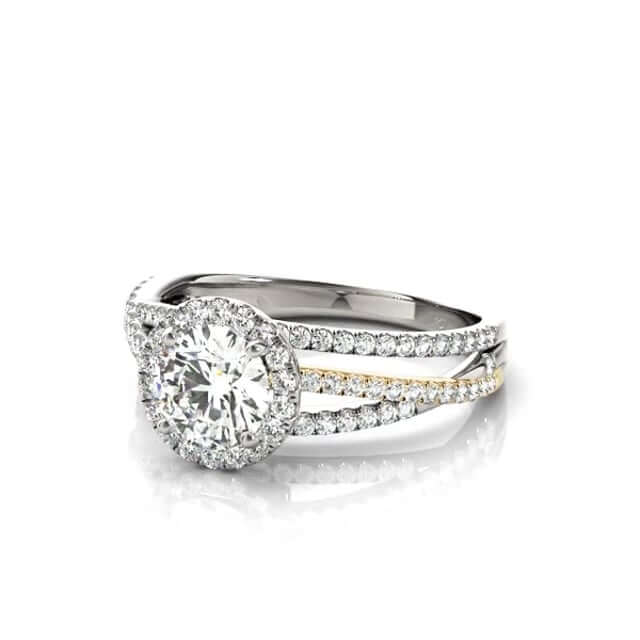 2.5CTW Lab-Grown Diamond 14K Gold Round Halo Twisted Split Shank Engagement Ring
