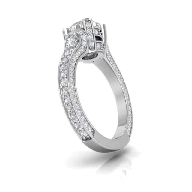 2.04CTW Lab-Grown Diamond Round Cut 18K White Gold Engagement Ring